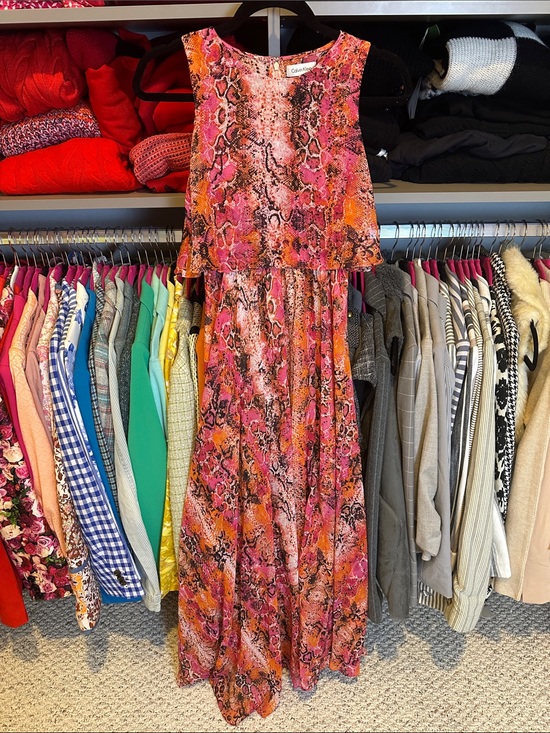 Calvin Klein Dresses & Skirts - Calvin Klein pink/orange snake print sleeveless back zipper maxi dress size 2